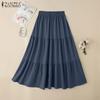 ZANZEA Women Casual Elastic Waist Loose Summer Long Skirts
