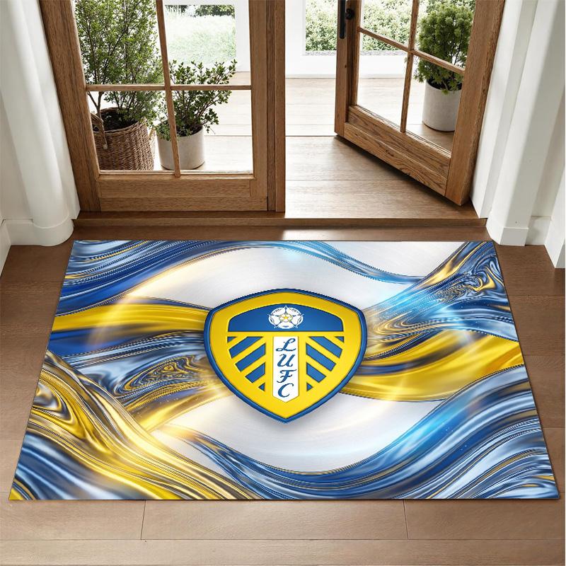 Leeds United Football Design Crystal Velvet Rug Soft Decorative Mat for Bedroom Entrance