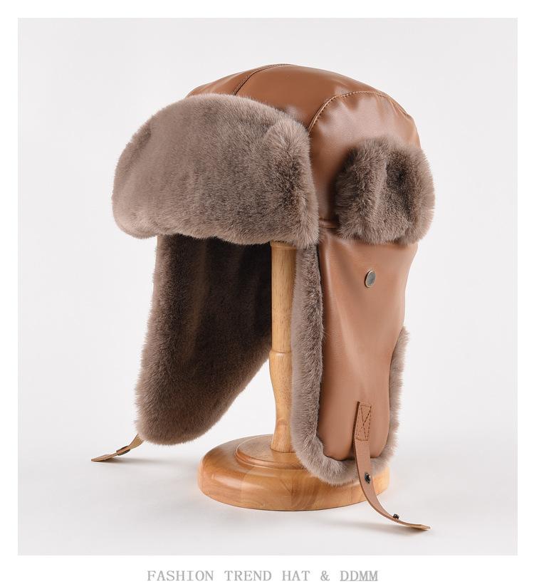 

Кожаная кепка Lei Feng для мужчин и женщин на осень и зиму, утолщенная теплая кепка для защиты ушей, для катания на лыжах, велоспорта, бархатная холодная кепка One Size темно-коричневого