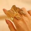 SUMENG New Ginkgo Leaf Ring for Women Men Classic Metal Pleated Personality Leaf Fan-Shaped Finger Ring Punk Fashion Jewelry