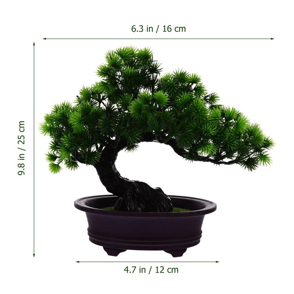 Kichvoe Artificial Pine Potted Plant, Artificial Bonsai Tree, Juniper Fake Plant, Mini Bonsai, Indoor, Small, Two-Tiered Welcome Pine, Potted Decorati