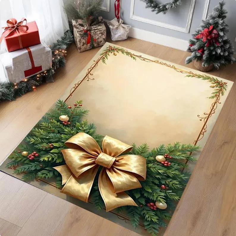 Snowflake Rug Christmas Rug Xmas Rug Merry Christmas Rug Christmas Red Area Carpet Home Decoration