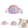 Cute Japanese Style Rainbow Heart Shoulder Bag For Kids With Cartoon Design