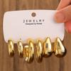 3-pairs Set Gold Set Earrings For Women Imitation Metal Earing Jewelry Trending Exaggerated C Earrings Combination