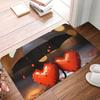 Colorful Hearts Print Doormat Non-Slip Absorbent Floor Mat Valentine's Day Style Kitchen Rug
