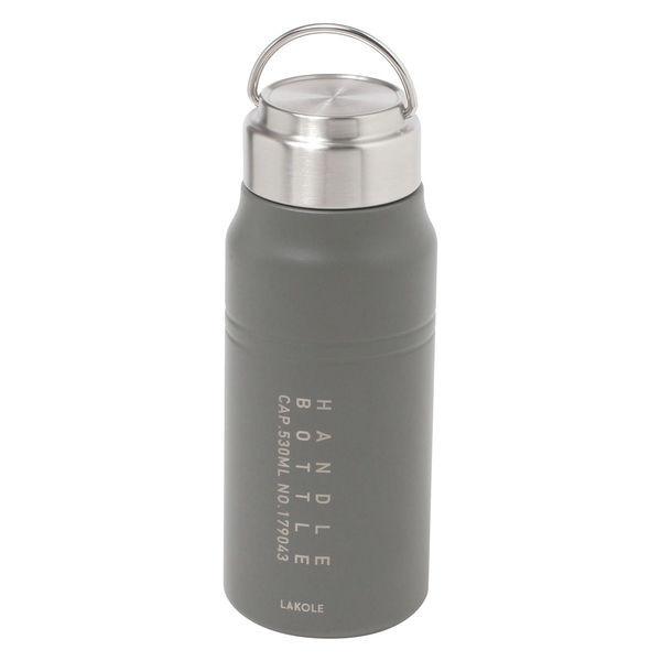 LAKOLE Vacuum Bottle with Handle 530ml Charcoal White