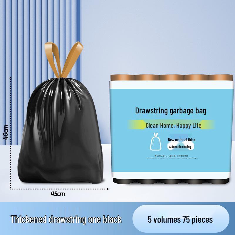 Durable Large Drawstring Trash Bags for Kitchen, Living Room & Office - Tear-Resistant, Thick, Hand-Held Plastic