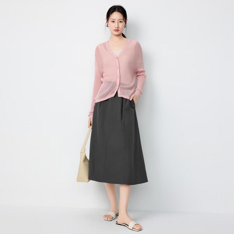 Elva' Island Women's High-Waist A-Line Midi Skirt