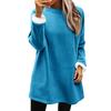 Women's Solid Fleece Lined Sweatshirt Dress Crew Neck Long Sleeve Loose Warm Casual Home Wear Winter Mini Dress