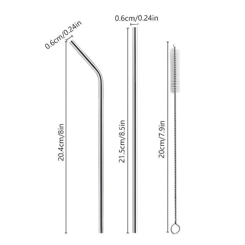 FAIS DU 304 Stainless Steel Straws Reusable Straight Bent Metal Drinking Straw With Cleaner Brush Set Party Bar Accessory