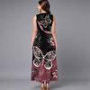 Women Oversized Sleeveless Crew Neck Dress Elegant Dense Floral Vines Flowy Calf Length Outfit