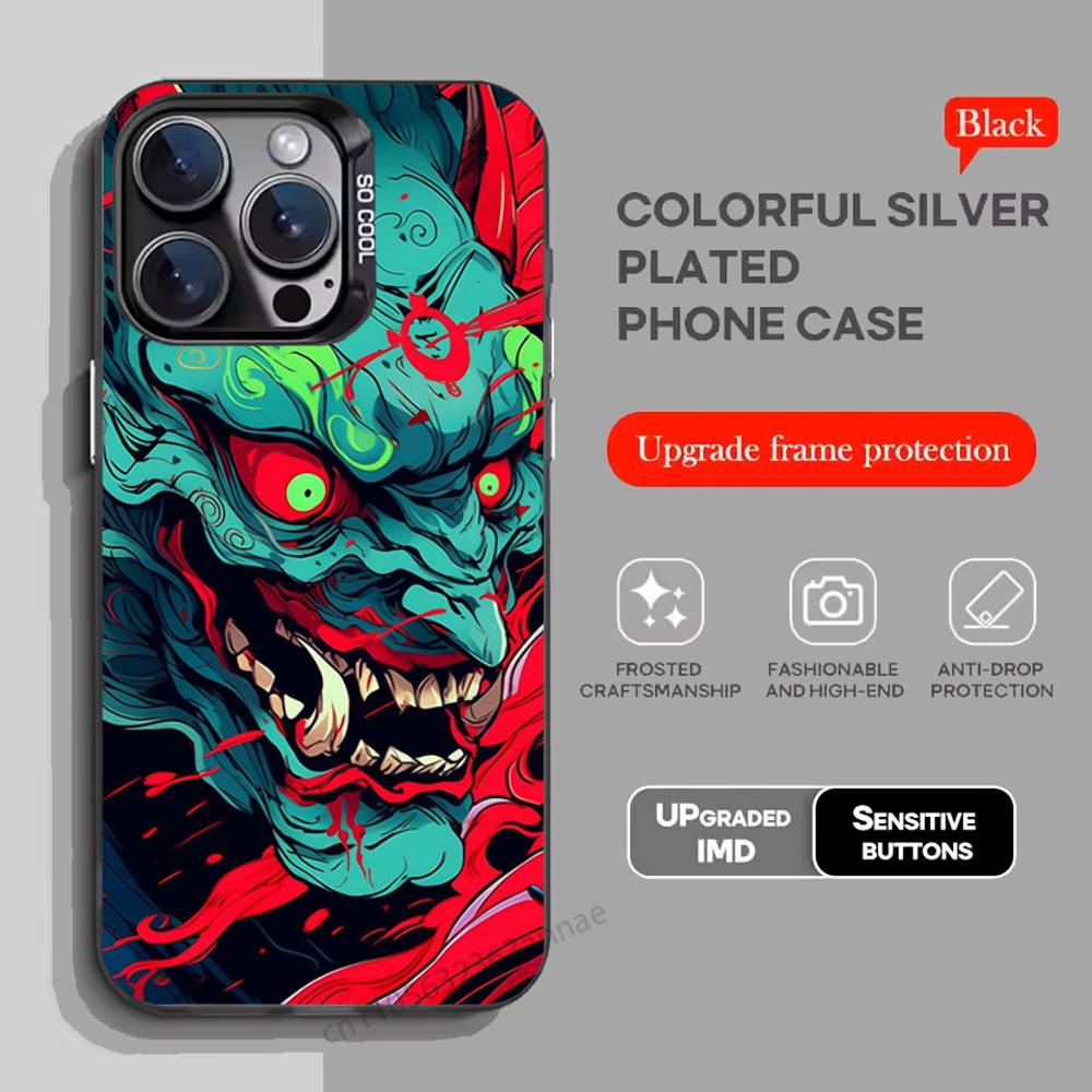 Samurai Hannya Mask Ghost Printing Phone Case for iPhone 15 16 Pro Max Air SE 11 13 Pro 14 Plus 12 11Pro 15Pro Max 16e Cover