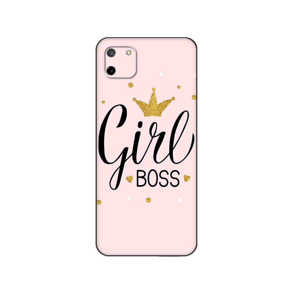 Black tpu Case For OPPO Realme C11 Case For Realme C 11 RealmeC11 Back RMX2185 Case Cover Bumper Boss lady Girl power Customer