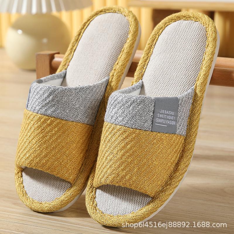 Linen slippers deodorant and non-slip indoor cotton and linen cool slippers women's summer breathable home leisure sandals free shipping