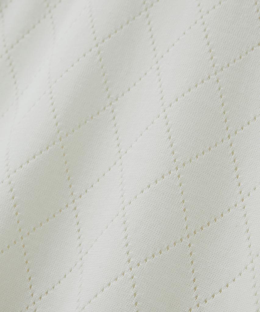 BLOND9 Cotton Diamond Open Collar Short Sleeve Knit_Ivory