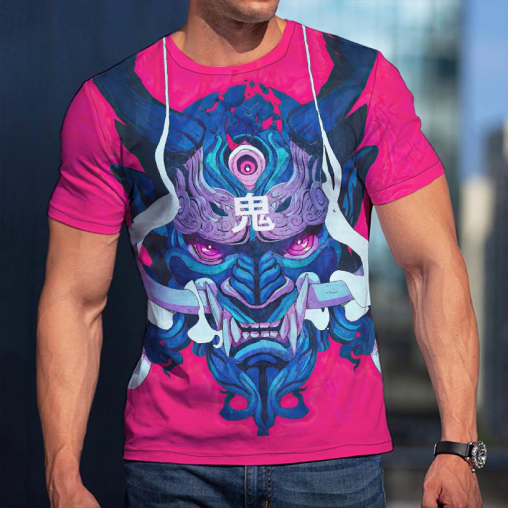 Fashion 3D Samurai Mask Print T Shirt For Men Japan Ghost Warrior Harajuku Streetwear Hip Hop Trend O-neck Tops Summer Loose Tee