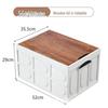 Foldable Camping & Home Storage Box with Wooden Lid