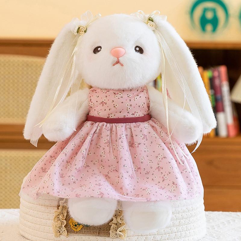 Gauzy Skirt Wear Rabbit Plush Toy Stuffed Animal Doll Decorations Kids Gift