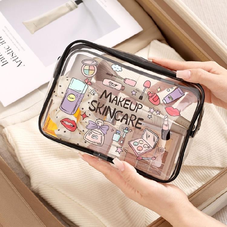 Spacious Interior Transparent Toiletry Bag Waterproof PVC Cosmetic Storage Organizer For Travel Essential