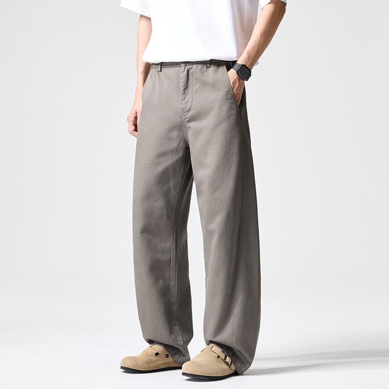 New Lyocell Tencel Men's Casual High Waist Loose Wide Leg Straight Pants Lazy Style Versatile Trousers