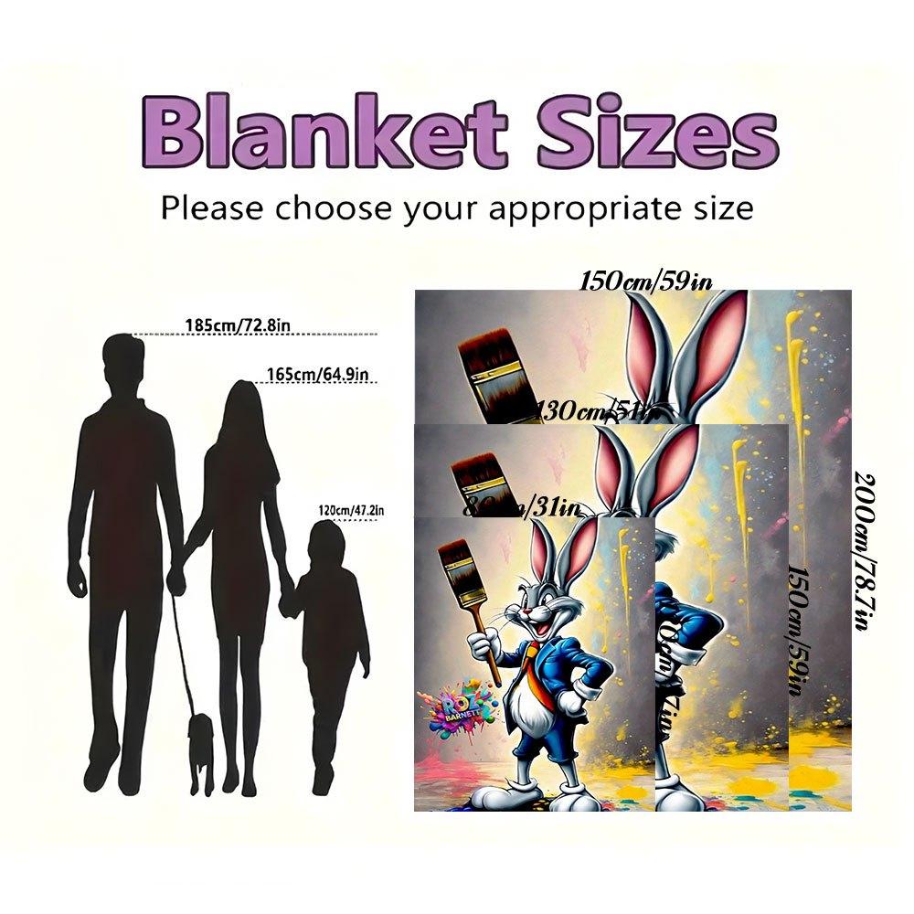 "Looney Tunes Bugs Bunny Art Print - Colorful Canvas Poster"Blanket Flannel Throw Blanket for Sofa, Bed, Travel, Camping, Office