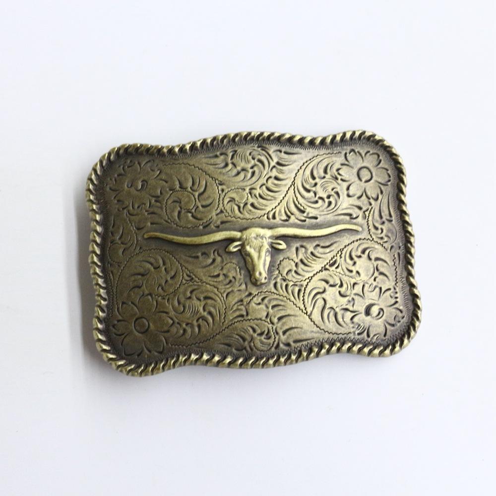 Zinc Western Denim Belt Buckle Cow Skull Reteo Vintage Belt Button Head