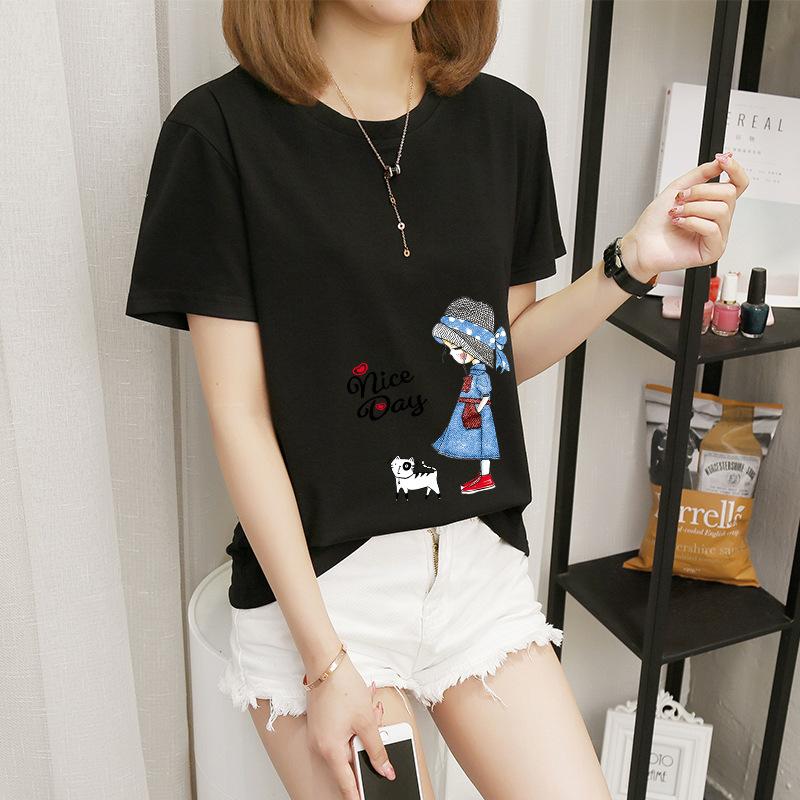 Women's short-sleeved t-shirt women's summer new Korean version cartoon student crew-neck bottoming shirt