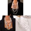 Geometric Long Chain Necklace For Women With Metal Pendant And Trendy Style