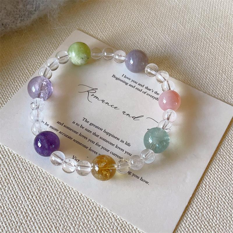 Natural Stone Colorful White Crystal Bracelet Transparent Gift Jewelry Wholesale