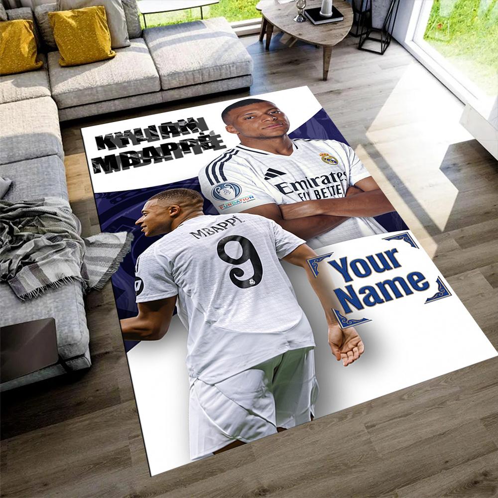 Mbappé Personalized Name Carpet Design for Game Room Balcony Playrooms Decorate Room Antislip Carpet Office Home Decor Wedding Party Gift