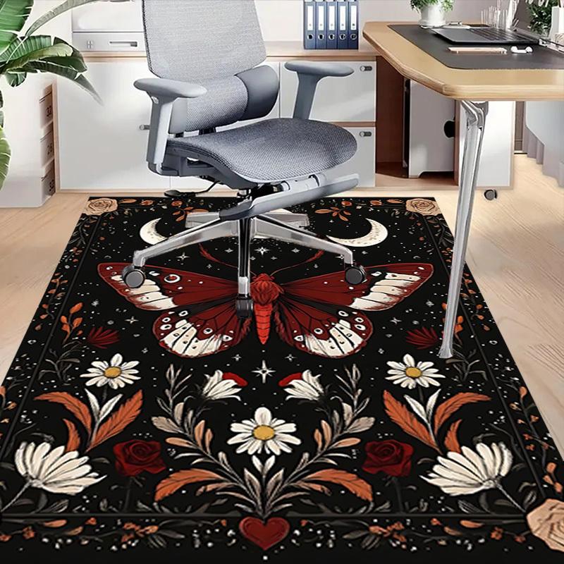 1pc Butterfly Flowers Carpet Anti Slip Polyester Floor Mat for office.Bedroom