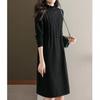 Wood ear edge semi-turtleneck knitted dress women's autumn and winter temperament elegant and thin inside with medium and long bottom sweater skirt
