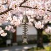 White Noise Wind Chime Vintage Metal Fish Skeleton Wind Chime Outdoor Hanging Bell Soothing Melody Garden Decor for Home Yard