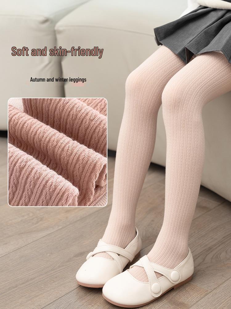Zopfstrickstrumpfhosen für Mädchen: Herbst/Winter Funktionsunterwäsche, Hohe Elastizität, Baumwoll-Strumpfhose mit Füßen