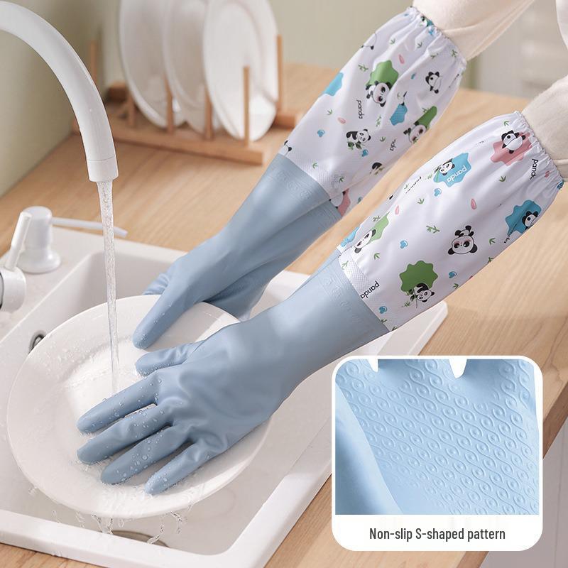 Durable Winter Velvet Rubber Gloves for Home Cleaning: Thick, Waterproof, Ideal for Kitchen, Laundry, and Pot Scrubbing