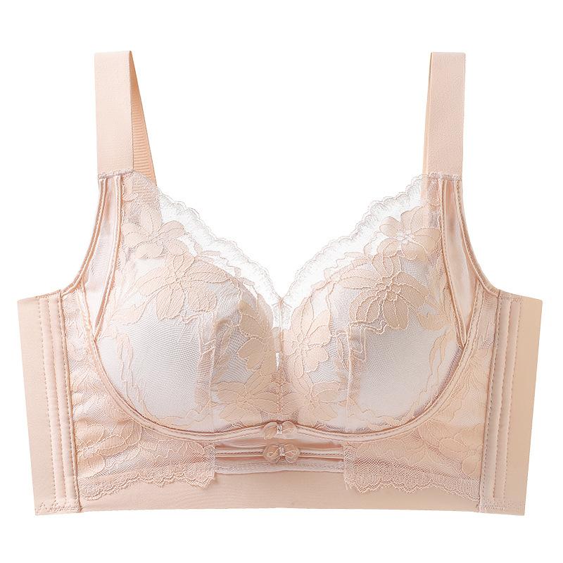 Breathable No Steel Ring Lace Wide Shoulder Strap New Breast Bra Cover Gather Anti-sagging Thin Cup
