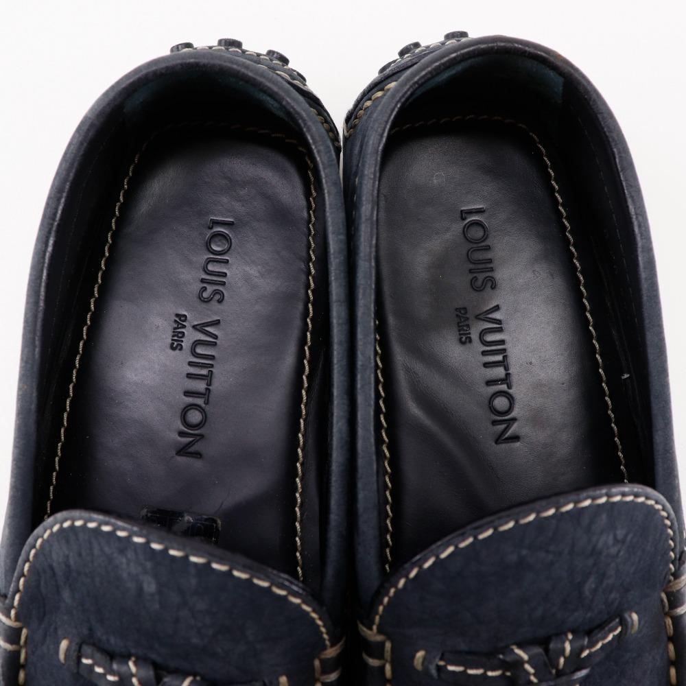 Louis Vuitton Monte Carlo Moccasin Driving Shoes Navy Blue Suede Mens Used