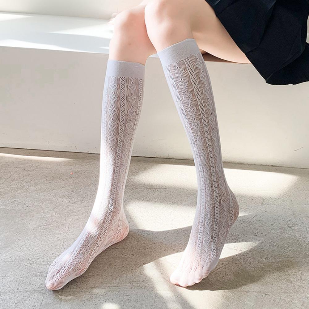 Japanese Jk Calf Socks Women's Ins Tide Summer Thin Stockings Love Lace Lolita Sexy Mesh Socks Women
