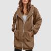 Women's Fashionable Coat Solid Color Long Sleeved Hooded Drawstring Pocket Zipper Long Warm Jackett