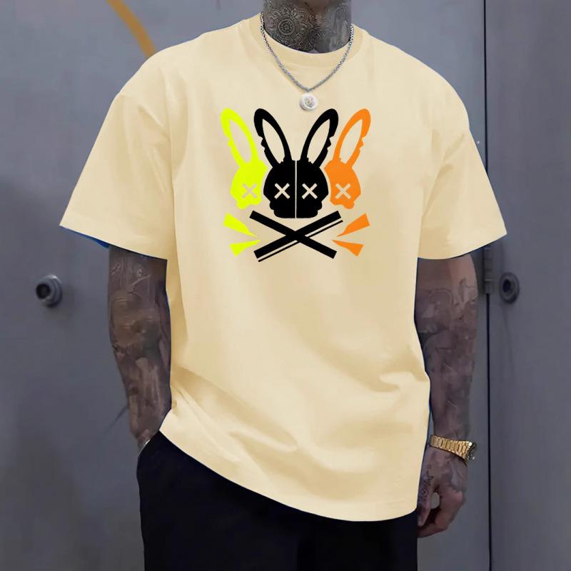 Men's Casual Round Neck T-shirt with Unique Rabbit Skull Pattern - the Perfect Choice for Summer
