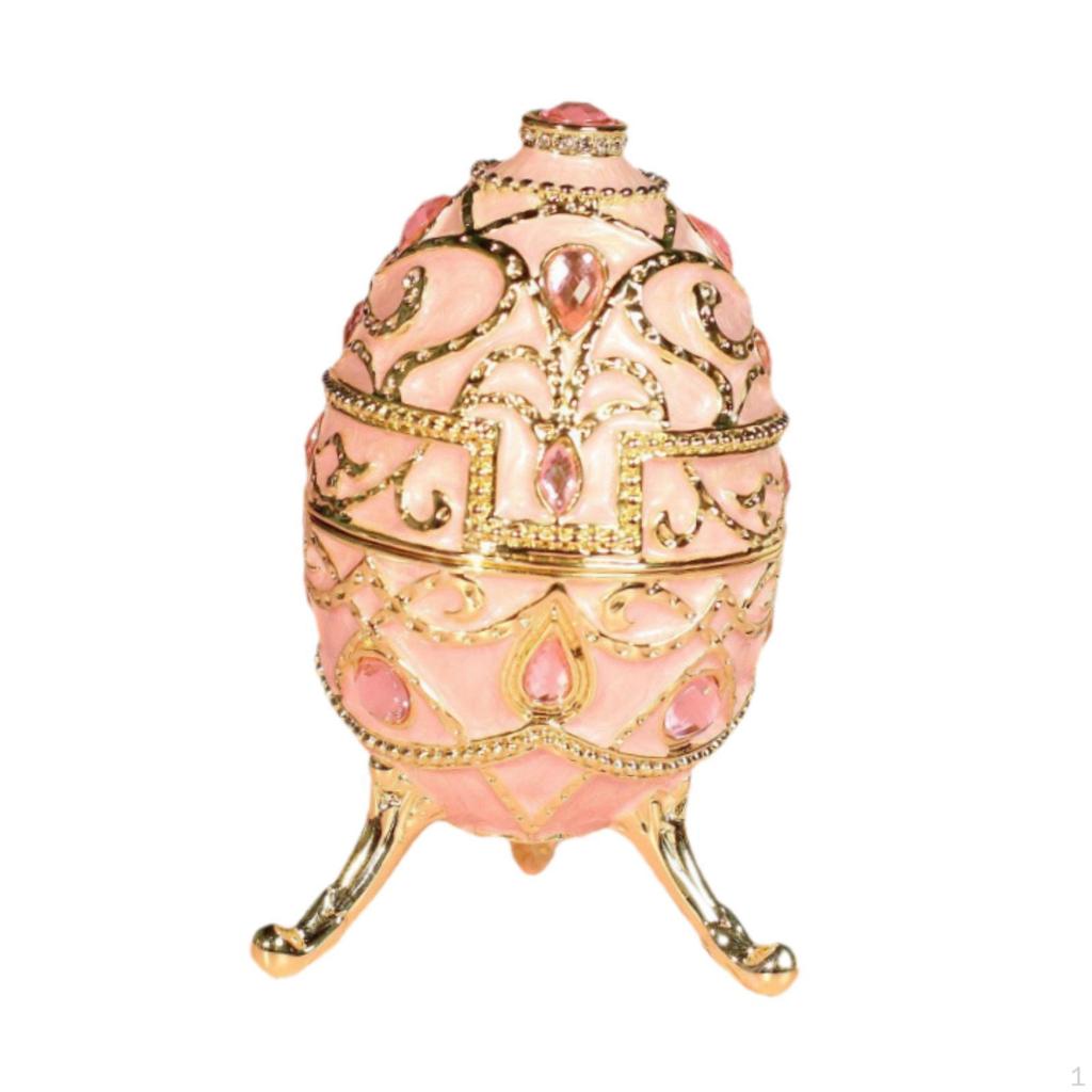 Enameled Jewelry Box Display Ornament Easter Decor Egg Style for Pendants