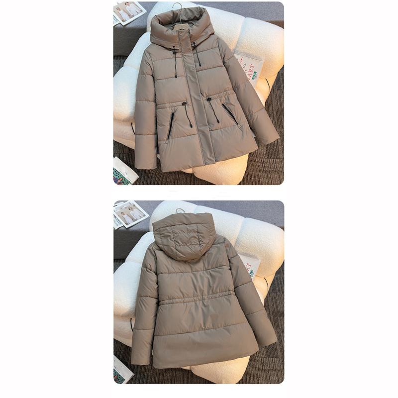 Padded Women's Mid Length Hooded Thick Jackets