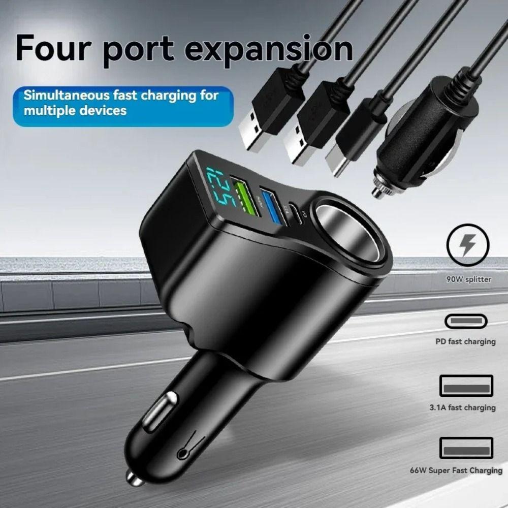 Fast Charger Auto Phone Charger 4 In 1 Car Charger Adapter Vehicle Mounted Inverter  Travel