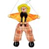 Pull String Puppet Clown Wooden Marionette Joint Activity Doll Vintage Child Toy