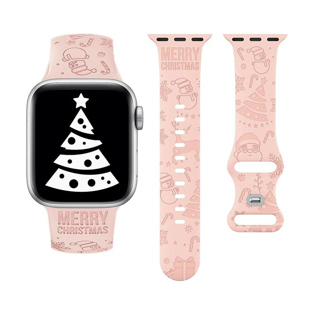 Christmas Strap For Apple Watch Bands 49mm 46mm 45mm 44mm 42 40mm Engraved Bracelet Correa IWatch Series 11 10 SE 9 8 7 Ultra2 3