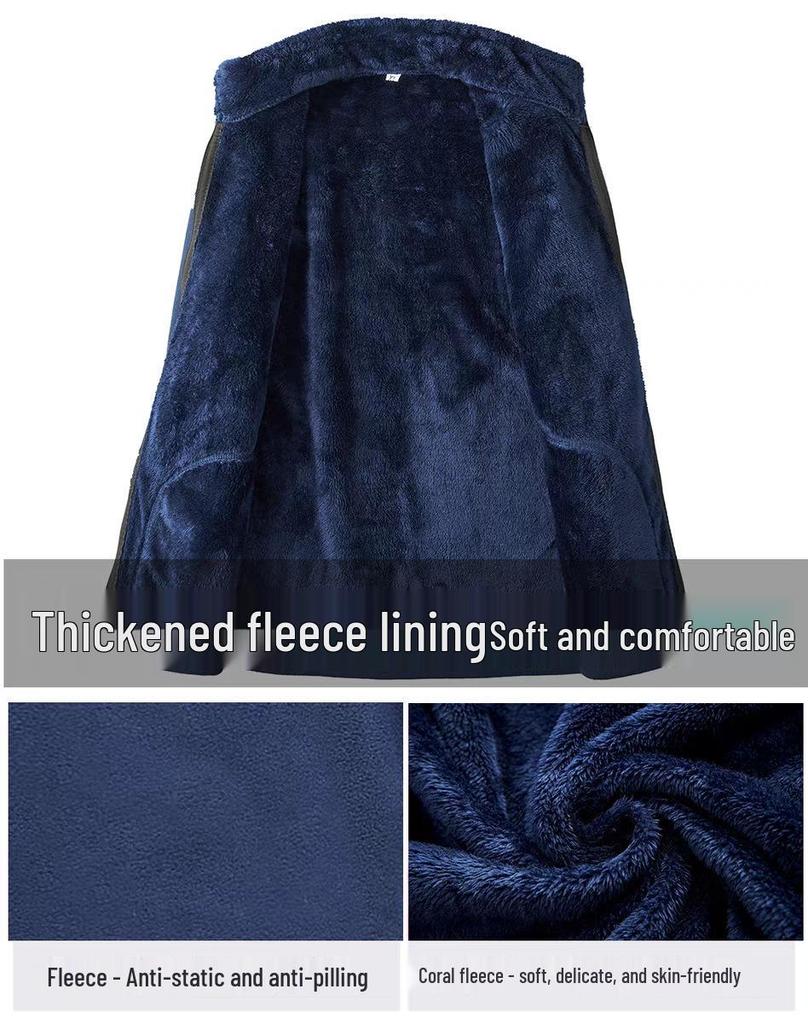 Men’s Winter Fleece Outerwear: Plus Velvet Sweatshirts for Middle-Aged and Elderly Dads and Grandpas