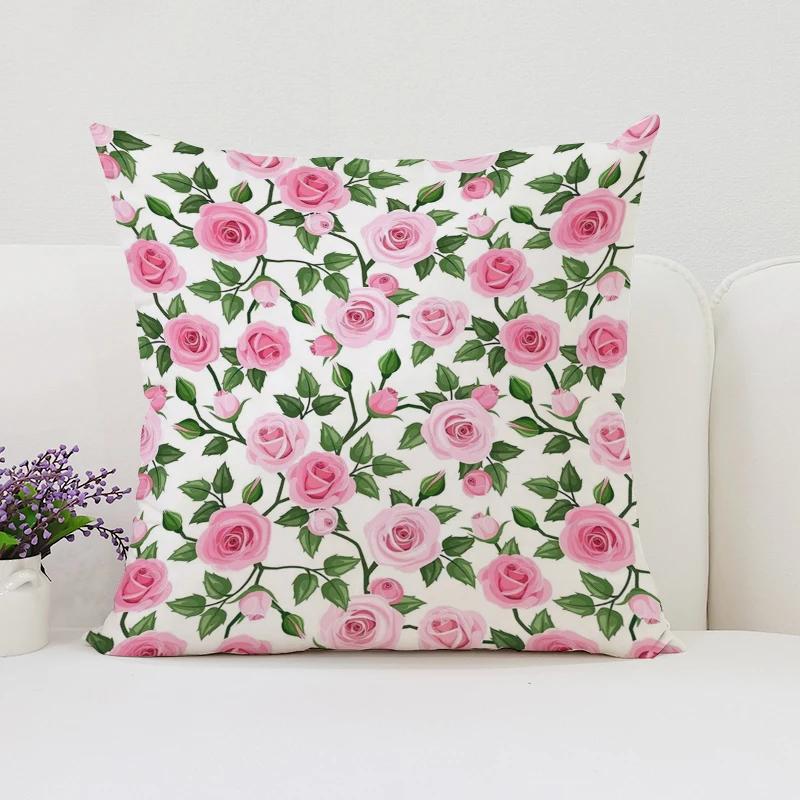 Home Decor Roses Flowers Pillowcase 45*45 Decorative Pillow Cover For Living Room Cushions 45X45 Cushions Covers Bed Pillowcases