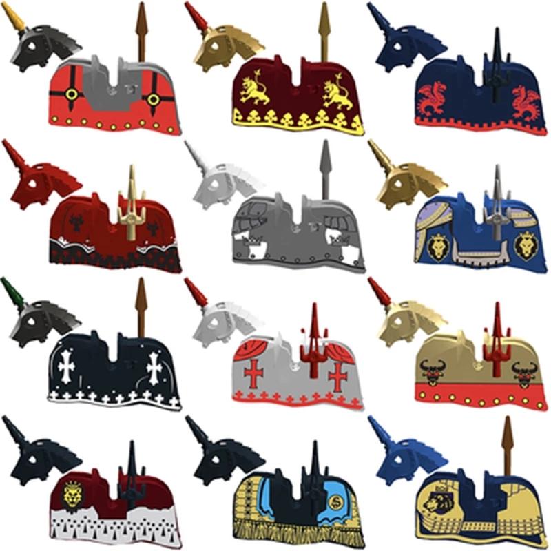 MOC Medieval Military Series Castle Roman Knight Horse Saddle Soldiers War Horses Building Block Accessories Kids Education
