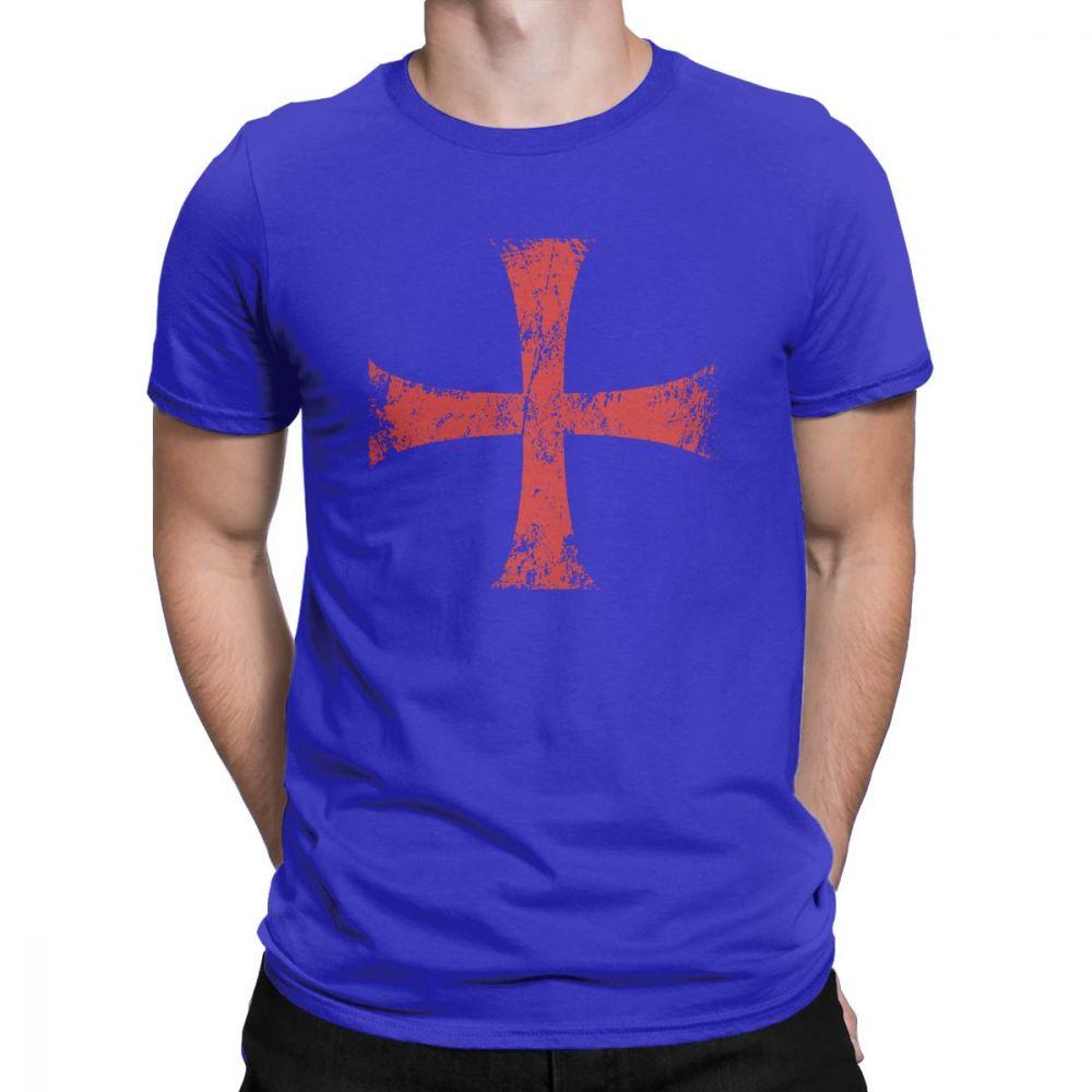 Herren T-Shirt Distressed Kreuzritter Templerorden Kreuz T-Shirts Premium Baumwolle T-Shirt Rundhals T-Shirt Kurzarm Kleidung Übergröße