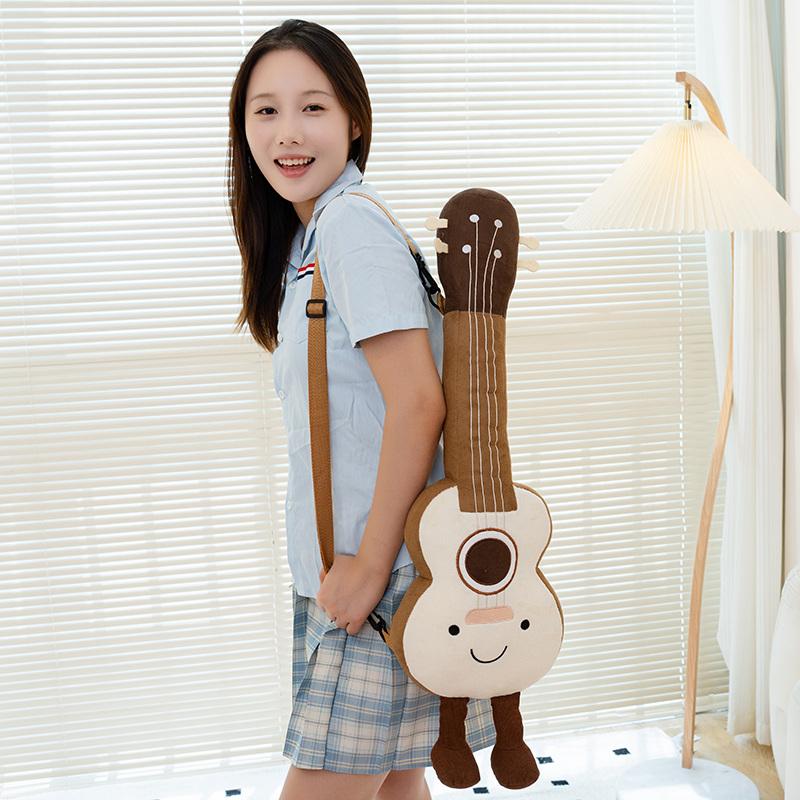 50Cm Smiling Face Musical Instrument Plushie Stuffed Cartoon Guitar Piano Plush Pillow Stuffed Decoration Present